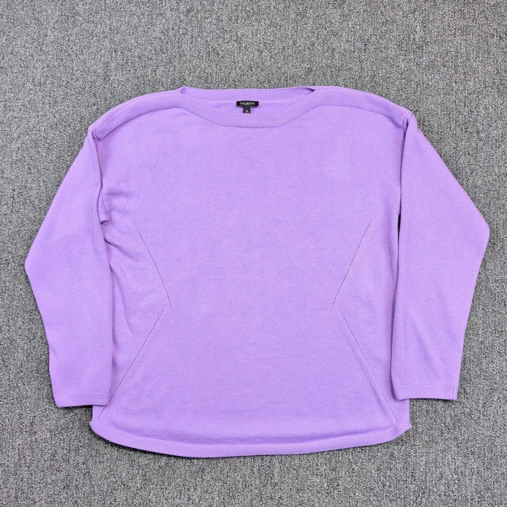 Talbots Modern Boatneck‎ Sweater XL Purple Drop Shoulder Minimalist Classic